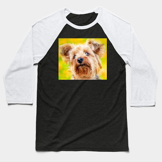 Painting-like Yorkie looking at you Baseball T-Shirt by Comic Dzyns